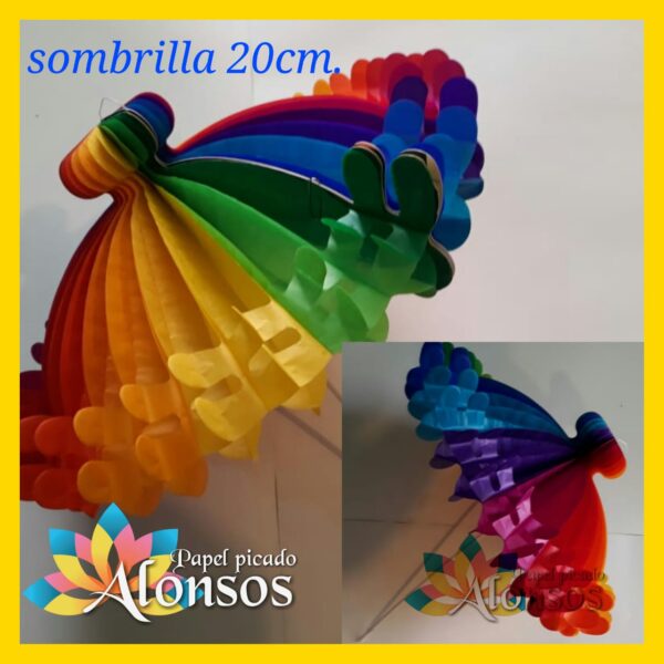 Sombrilla de papel multicolor